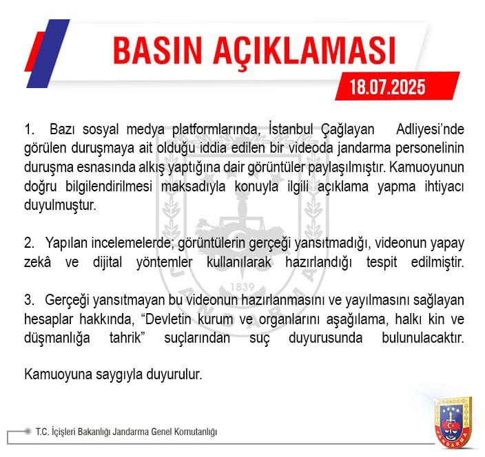 Jandarma Aciklama