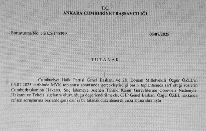 Ozgur Ozel Hakkinda Resen Sorusturma Baslatildi