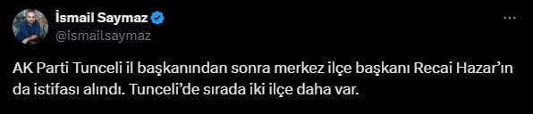Ismail Saymaz Akpden Istifa