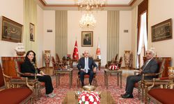 İmralı heyeti üyeleri Buldan ve Sancar’dan, TBMM Başkanı Kurtulmuş'a ziyaret