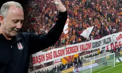 Galatasaray tribünlerinden duygulandıran mesajlar... Sergen Yalçın'a baş sağlığı, Filistin'e destek!