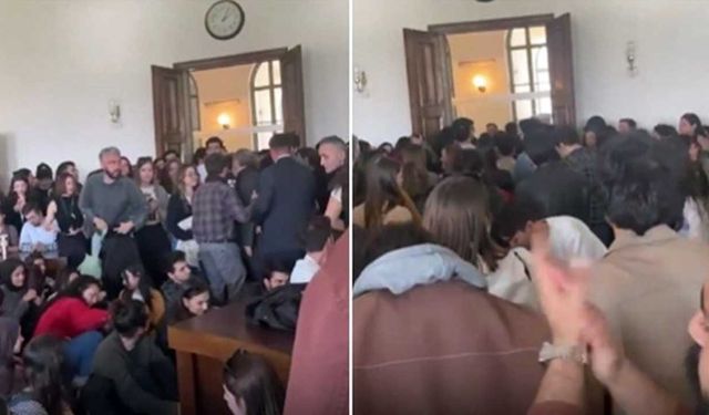 'Diploma iptali'nde imzası olan 'hoca', sorulara cevap vermedi, salonu terk etti